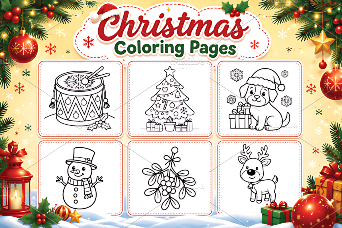 Christmas Coloring Pages, a Seasonal Illustration by Design Station (Photo 3 of 3)