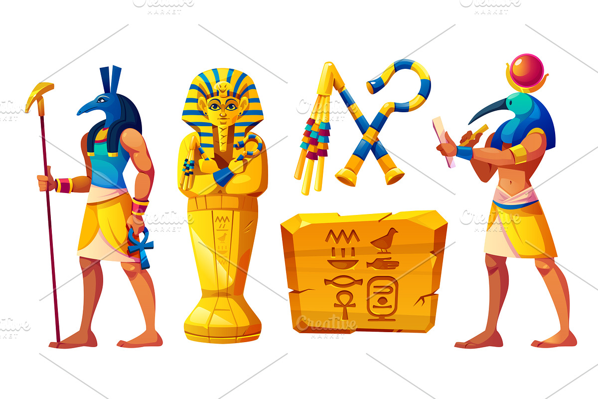 Ancient Egyptian stone pharaoh, an Illustration by art PVP - market