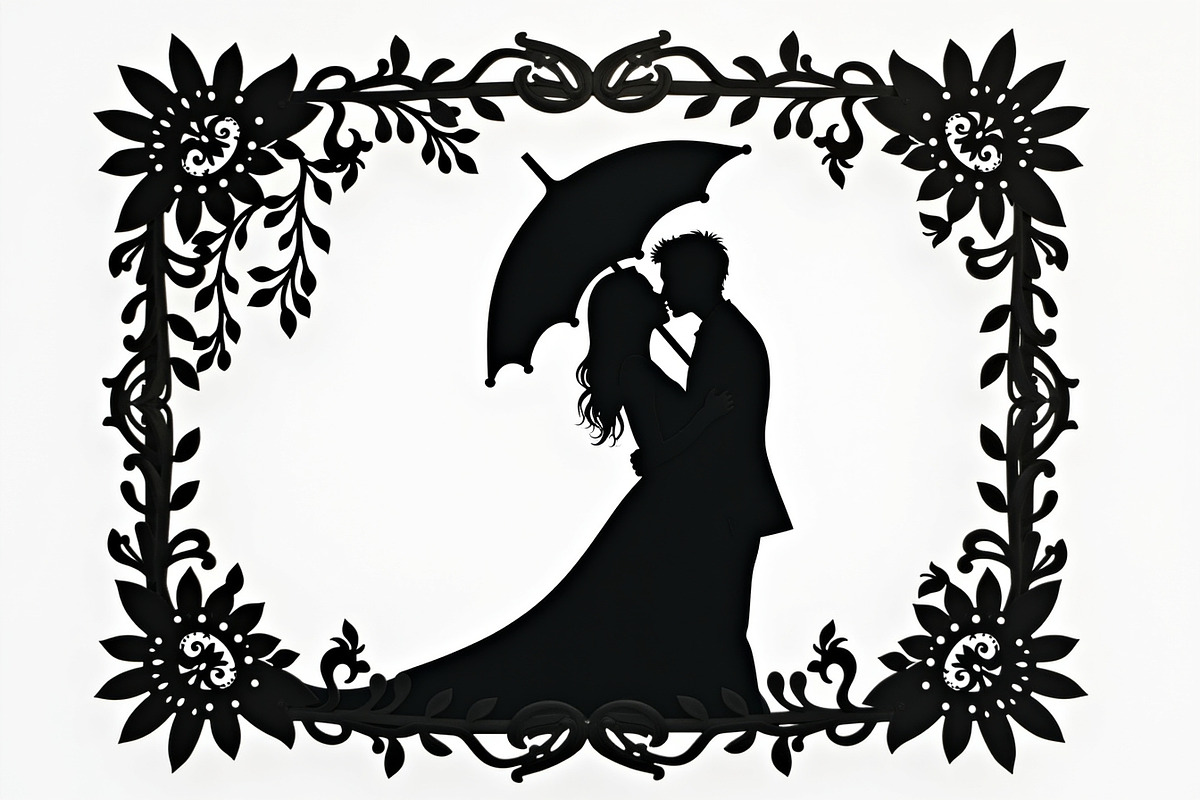 Romantic Couple Holding Umbrella, an Illustration by Amazin_art (Photo 13 of 21)