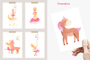 Little Ballerina Watercolor Clipart, an Animal Illustration by natalisart (Thumbnail 5 of 13)