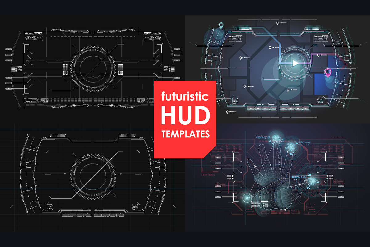 Futuristic Hud templates. Cyberpunk., a Technology Illustration by Andrew_Derr (Photo 3 of 3)