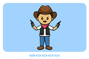 Cute Cowboy Holding Gun