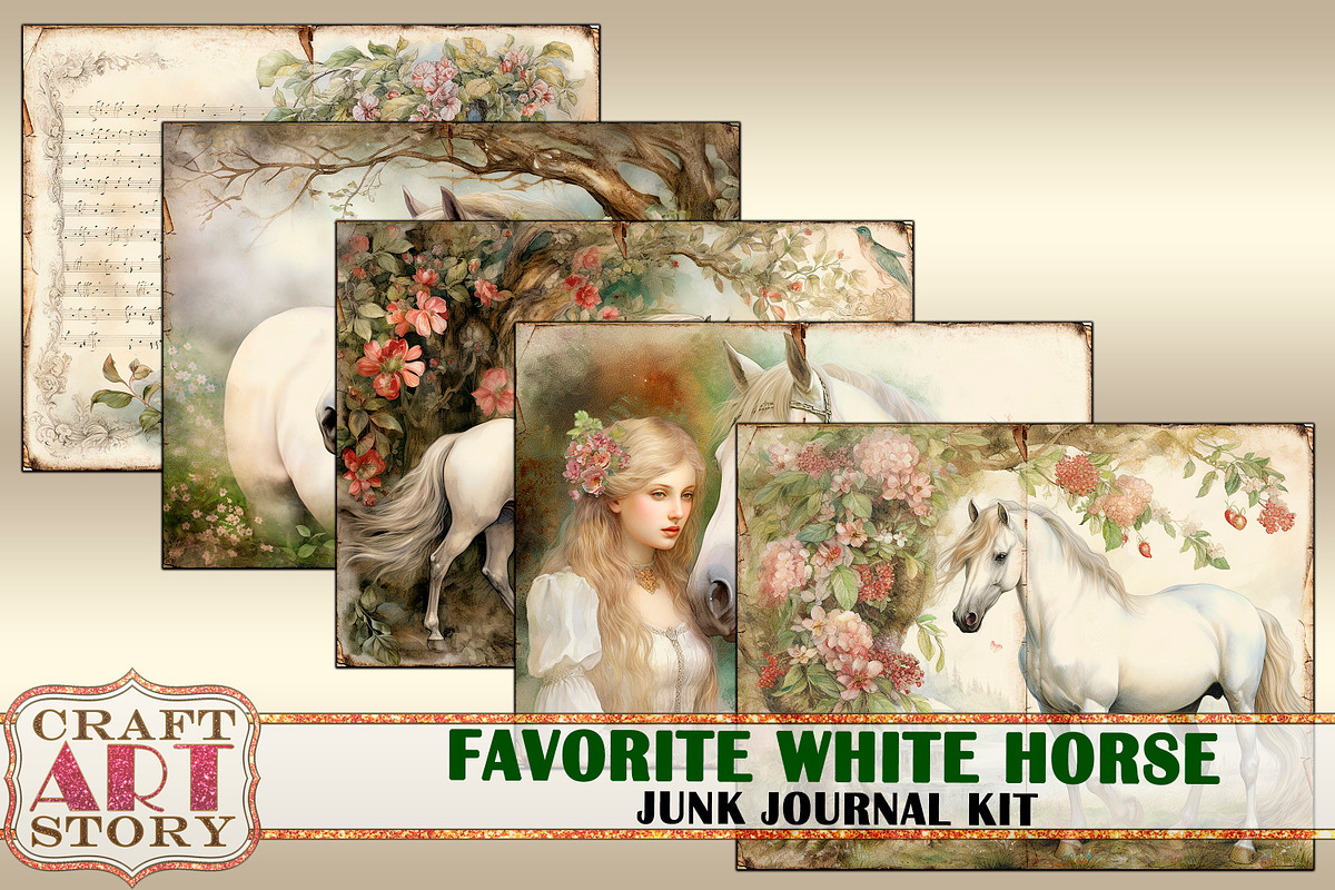 Favorite white horse junk journal, an Animal Illustration by CraftArtStory (Photo 4 of 4)