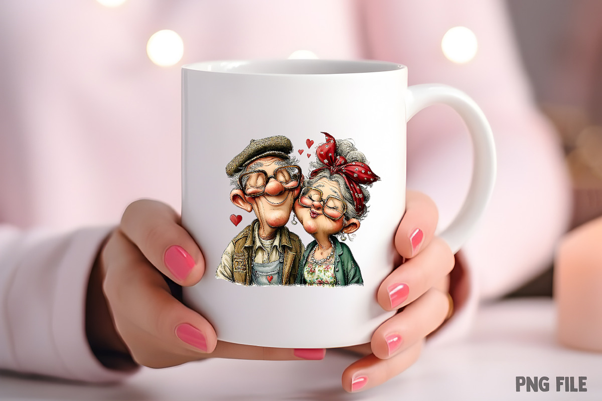 Romantic Elderly Couple Png Bundle, an Illustration by Craft Nest (Photo 8 of 11)