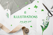 Lily of the valley Clipart, a Decorative Illustration by Lucyinyourheart (Thumbnail 1 of 4)
