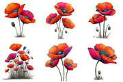 Spring Meadow Poppies Clipart, an Illustration by Designking (Thumbnail 3 of 5)