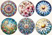 Round Flower Stained Glass Clipart, an Illustration by DreamCafeArt (Thumbnail 3 of 5)