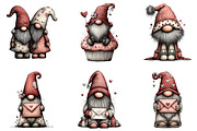 Whimsical Valentine's Gnome Clipart, an Illustration by CraftArtStudio (Thumbnail 2 of 6)