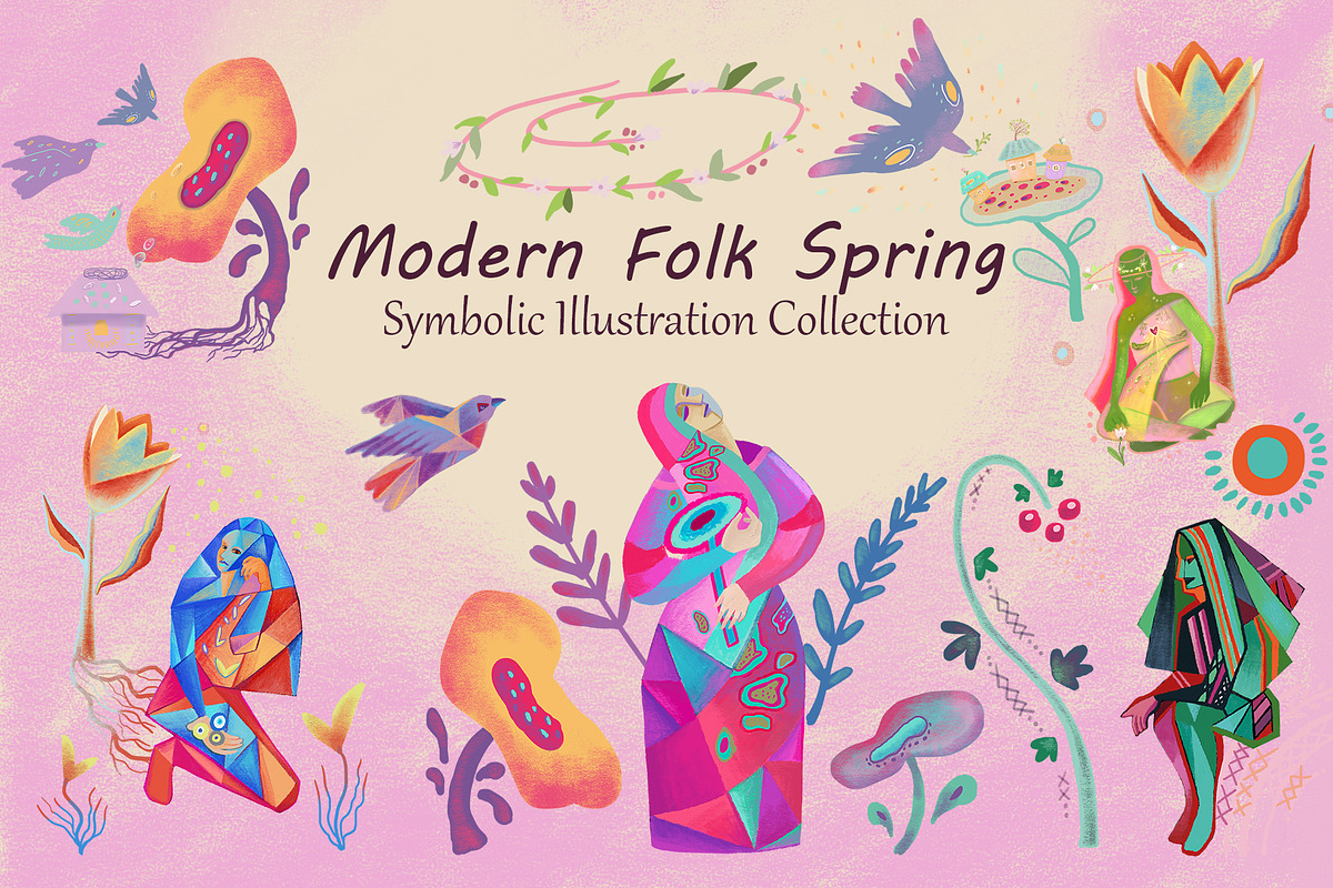 Modern Folk Spring: Symbolic Illustr, an Illustration by FaliushViktoriaArtist (Photo 1 of 9)