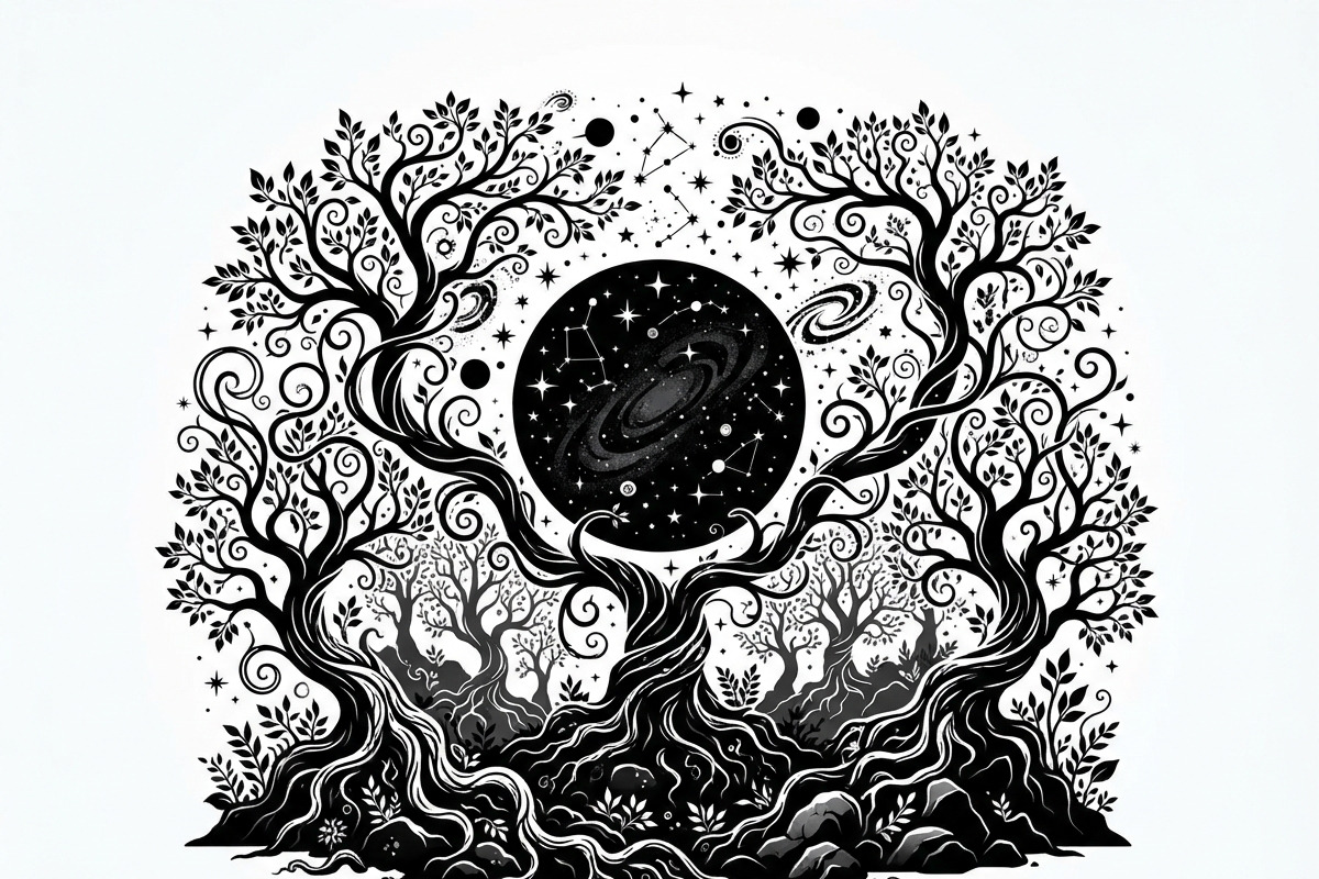 50 Mystical Galaxy Forest Silhouette, a Technology Illustration by Amazin_art (Photo 24 of 33)