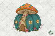 Whimsical Mushroom House PNG, an Illustration by Craft Nest (Thumbnail 1 of 6)