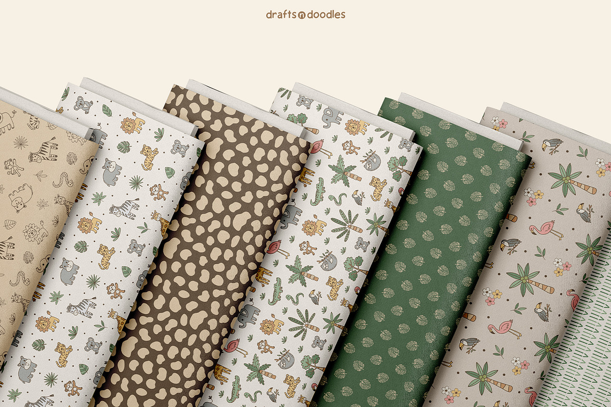 Jungle Safari Clipart and Patterns, a Pattern Graphic by Drafts n Doodles (Photo 8 of 12)