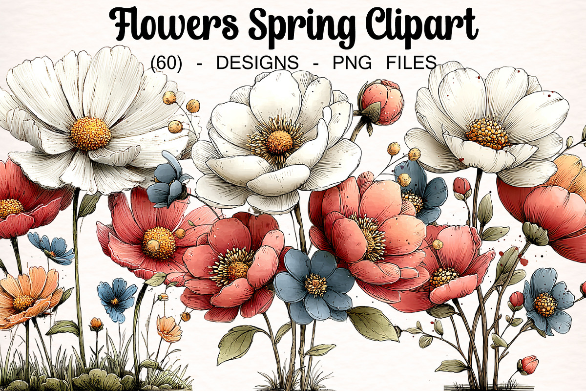 Flowers Spring Clipart, a Transportation Illustration by Digital Artistic99 (Photo 1 of 6)