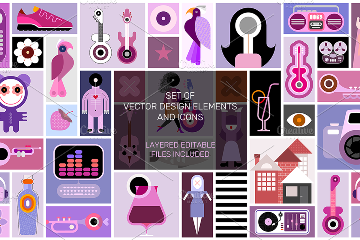 Set Of Vector Design Elements, an Object Graphic by danjazzia (Photo 1 of 2)