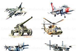 Watercolor Army Vehicle Clipart