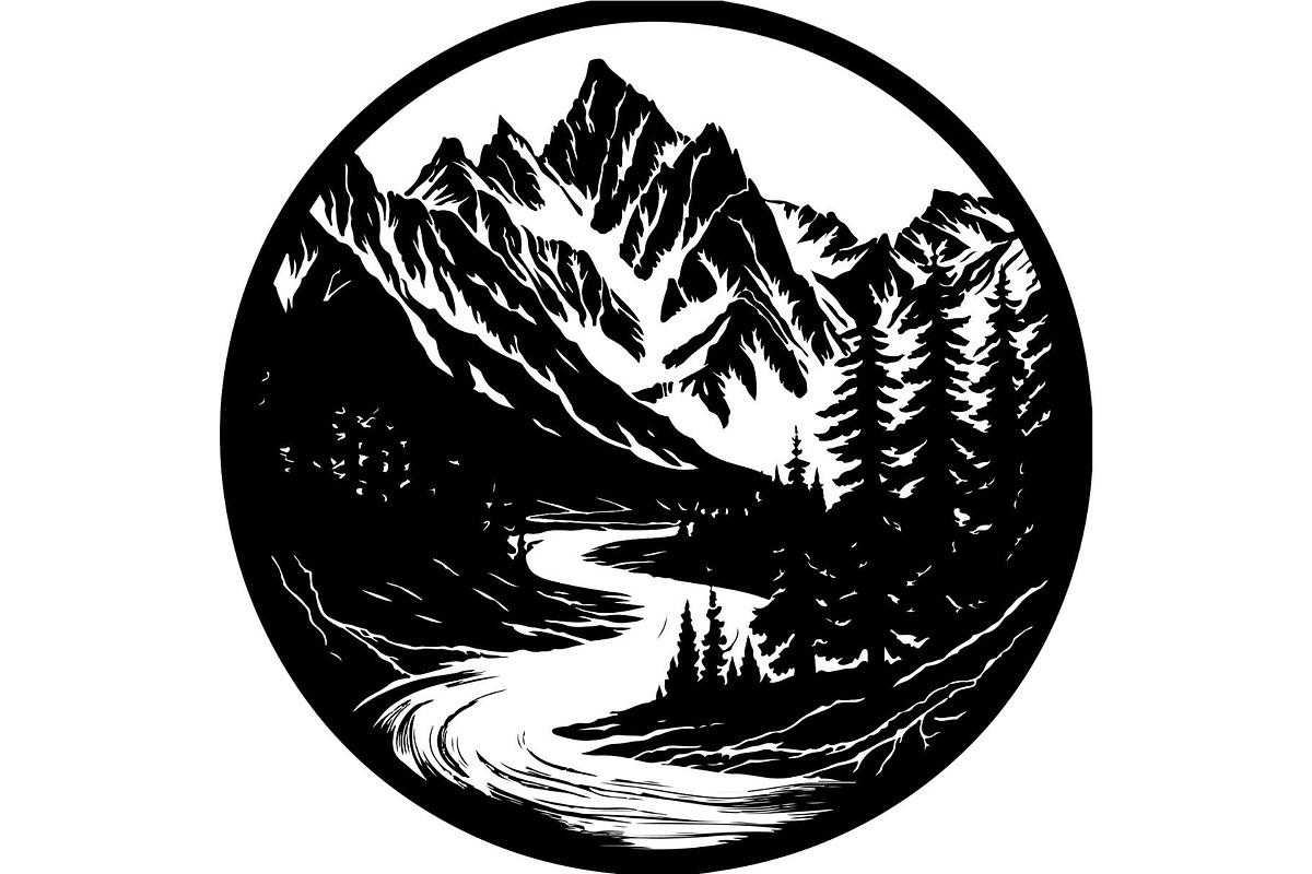 Mountain Valley Landscape SVG Bundle, an Object Graphic by Designer_Momina (Photo 8 of 16)