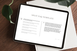 Split FAQ Showit Template Canvas