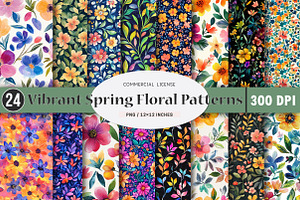 Vibrant Spring Floral Patterns, an Illustration by SinaCreation