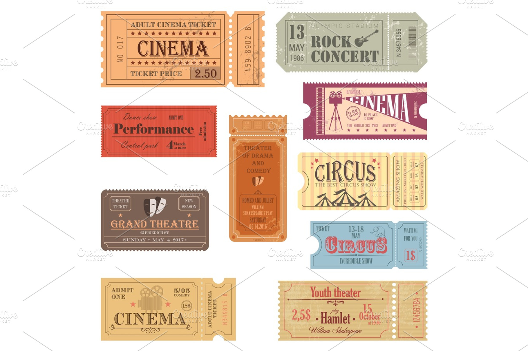 Retro tickets or old paper coupons for show, an Arts & Entertainment Photo by Elegant Solution