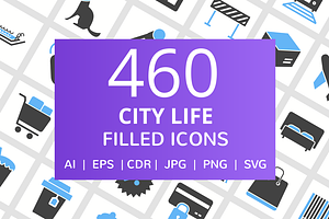 460 City Life Filled Icons