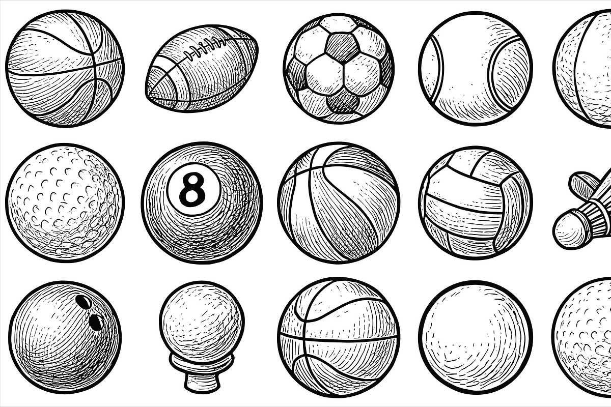 Sports Ball Set, an Object Graphic by nikagraphic
