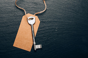 Key and empty kraft tag, financial