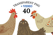 40 Chicken Clipart, an Animal Illustration by Pati Charm Studio (Thumbnail 1 of 9)