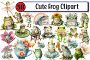 Cute Frog Clipart, an Illustration by Design Market (Thumbnail 1 of 3)