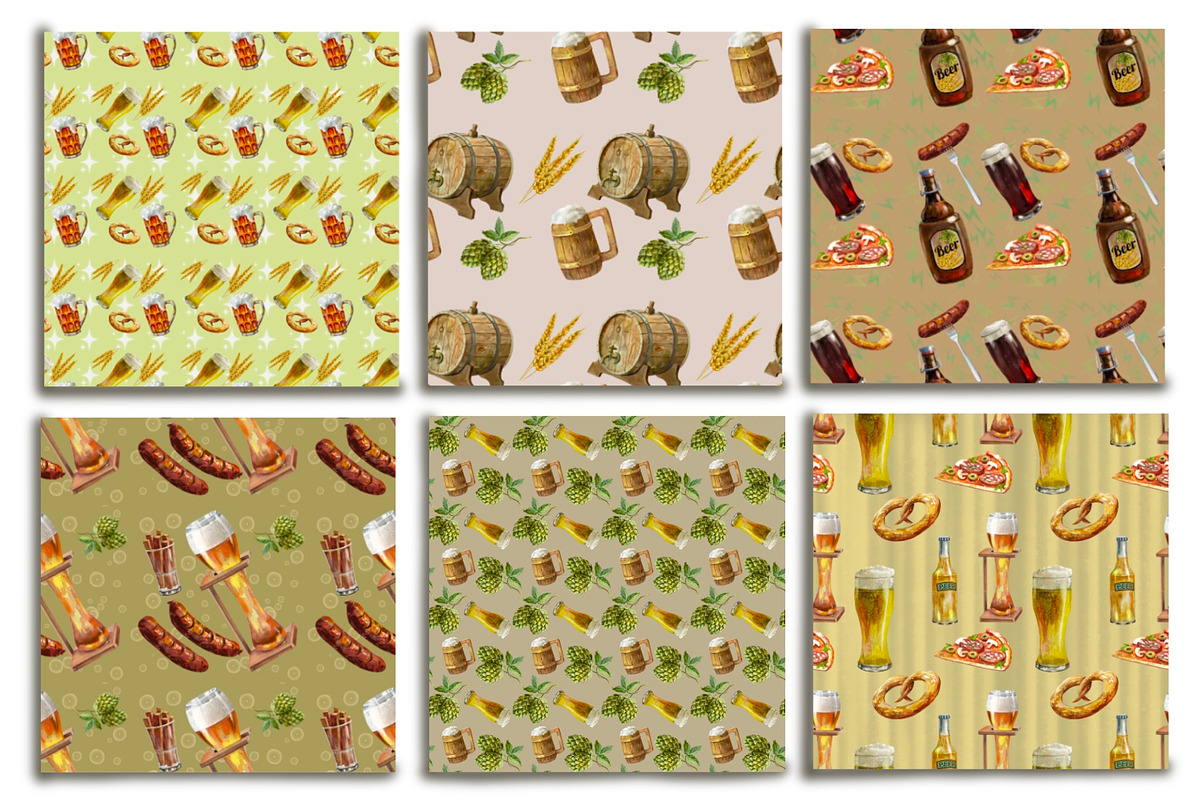 Beer and snacks watercolor set., a Food Illustration by AkvarelRiver (Photo 6 of 7)