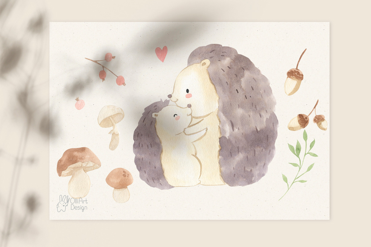 MOTHER AND BABY. Woodland animal, an Animal Illustration by OlliArtDesign (Photo 11 of 14)