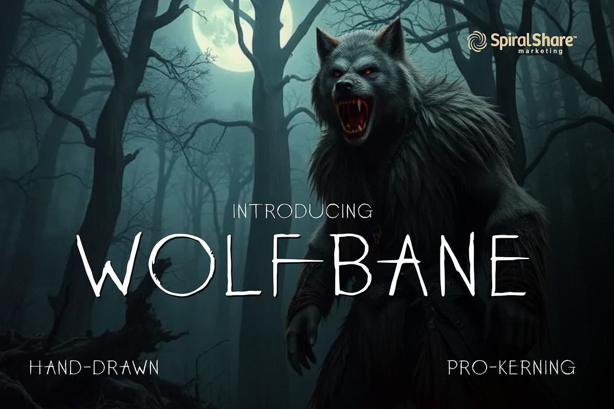Wolfbane - Wolfman-Style Movie Font, a Handwritten Font by SpiralShare Digital (Photo 1 of 4)