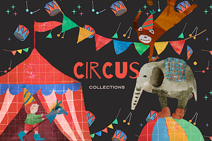 Circus Animals Watercolor patterns