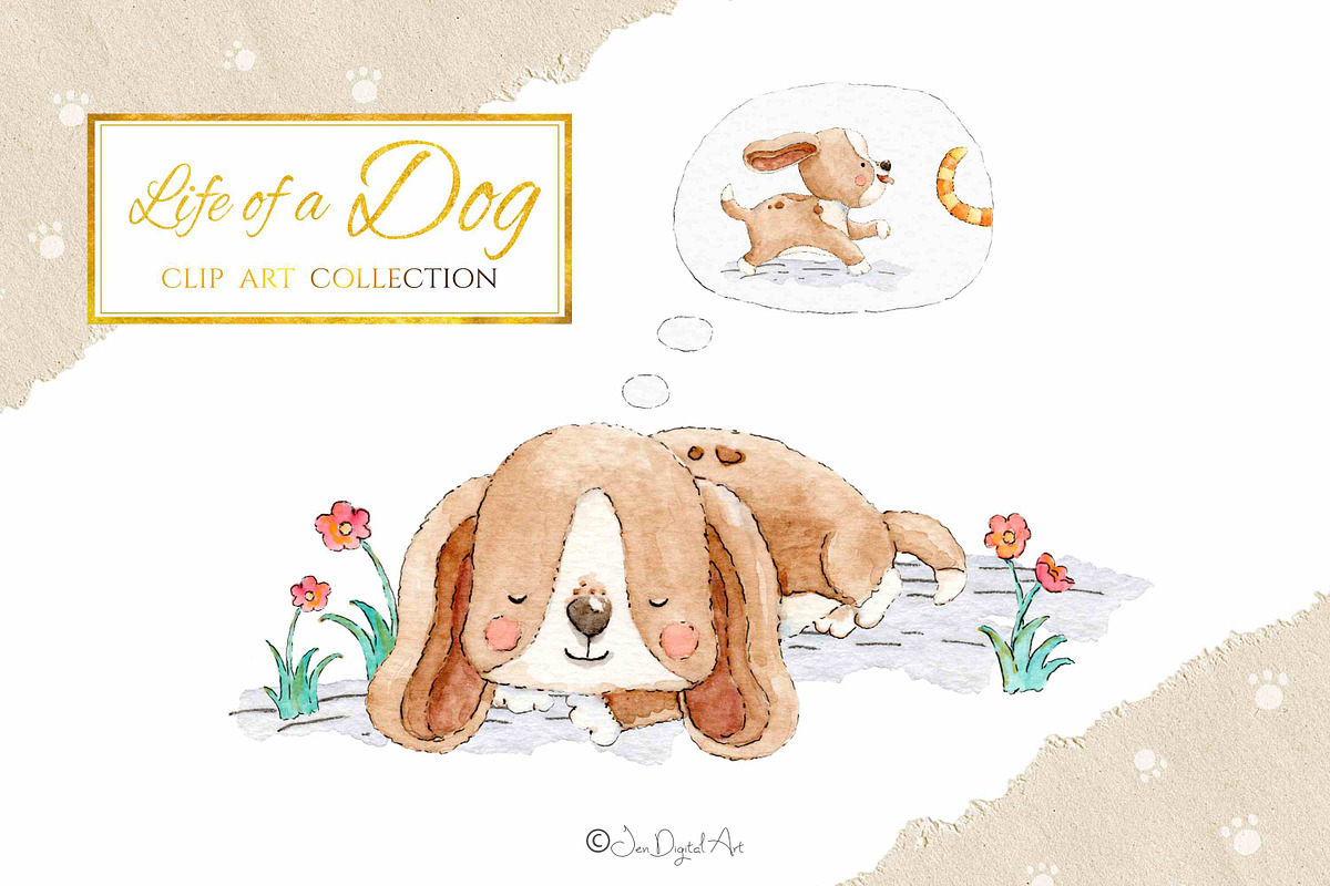 Life of a Dog Watercolour Collection, an Animal Illustration by Jen Digital Art (Photo 6 of 6)