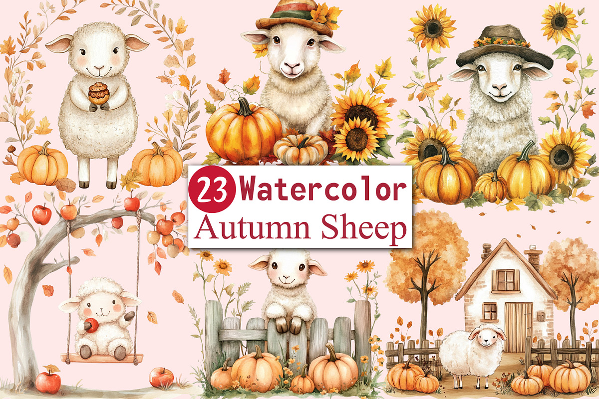 Cute Autumn Sheep Sublimation, an Illustration by CitraGraphics (Photo 1 of 6)