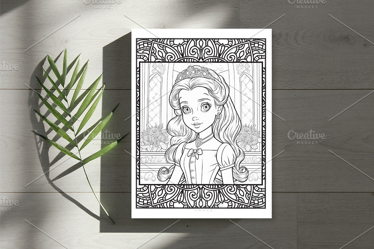 100 Princess Coloring Pages, a Person Illustration by Blue Digital Studio