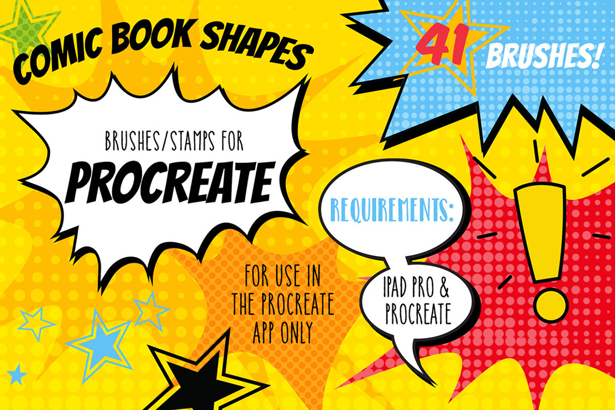 Procreate Comic Shape Brushes Stamps, a Brush Add-On by Studio Kitsch (Photo 2 of 8)