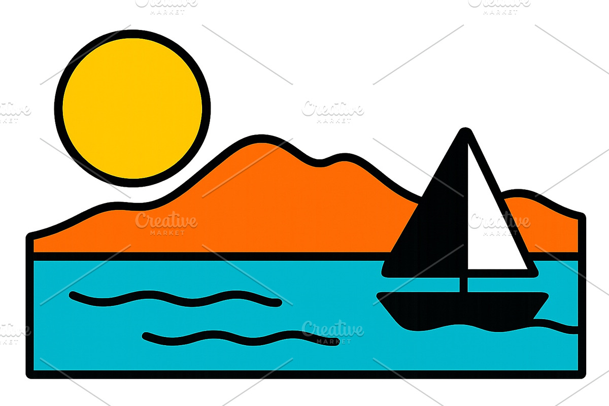 Vector illustration of a sailboat on, an Illustration by ZinetroN