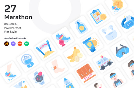 Marathon Icons Set - Flat, an Icon by Kmg Design