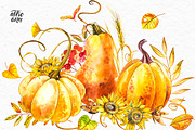 Pumpkins watercolor collection, a Food Illustration by Ann Astro (Thumbnail 16 of 17)