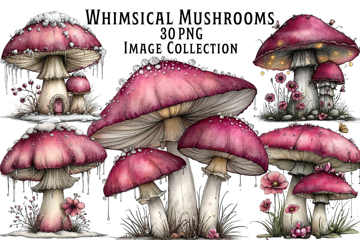 Whimsical Mushroom Clipart, an Illustration by Dream Creation (Photo 1 of 7)