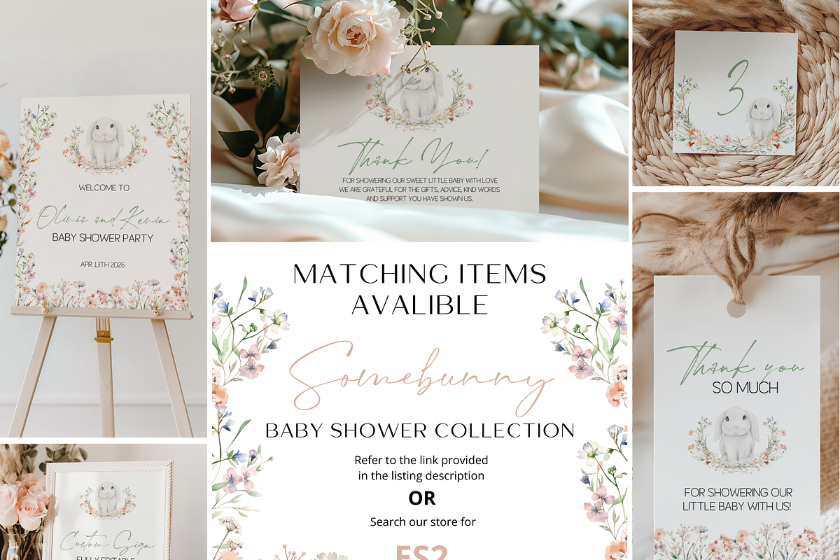 Bunny Baby Shower Thank You Card, an Invitation Template by Digital_Mind (Photo 3 of 6)