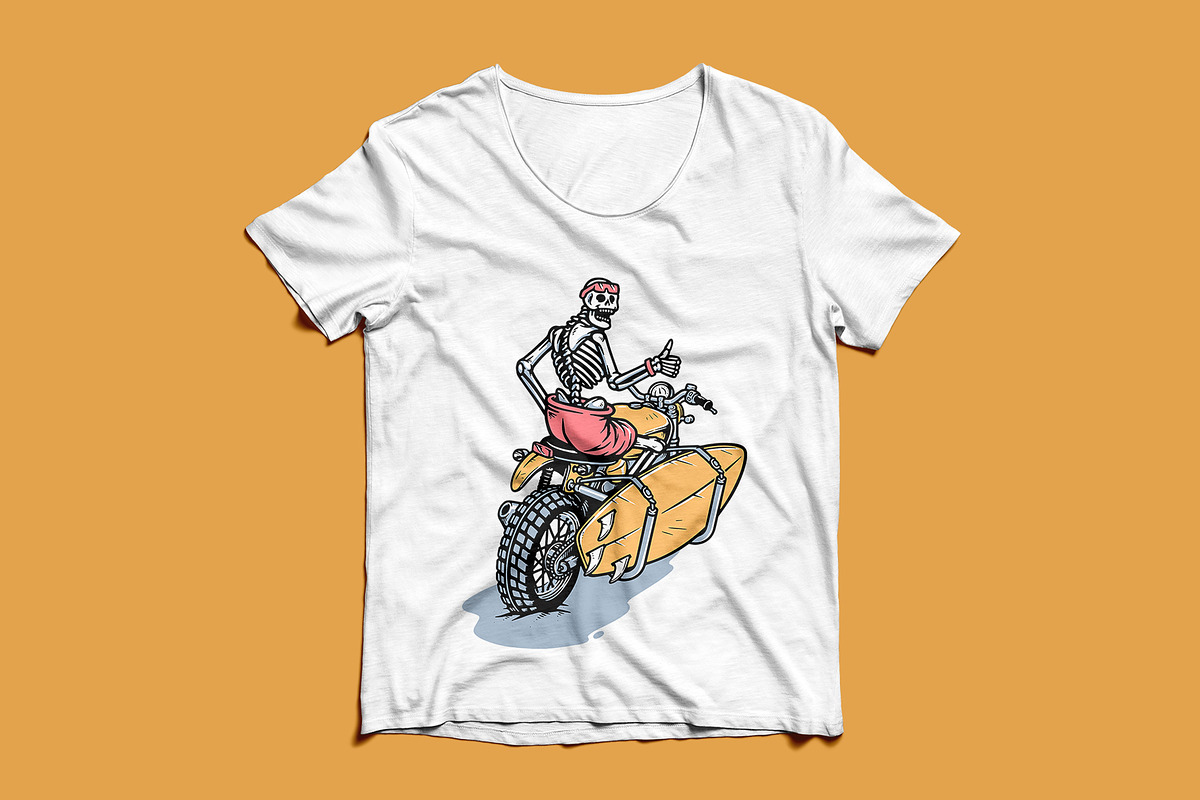 skull riding a motorbike surfboard, an Illustration by gunaonedesign (Photo 4 of 4)