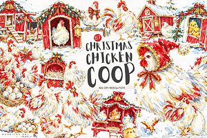 Christmas Chicken Coop Clipart