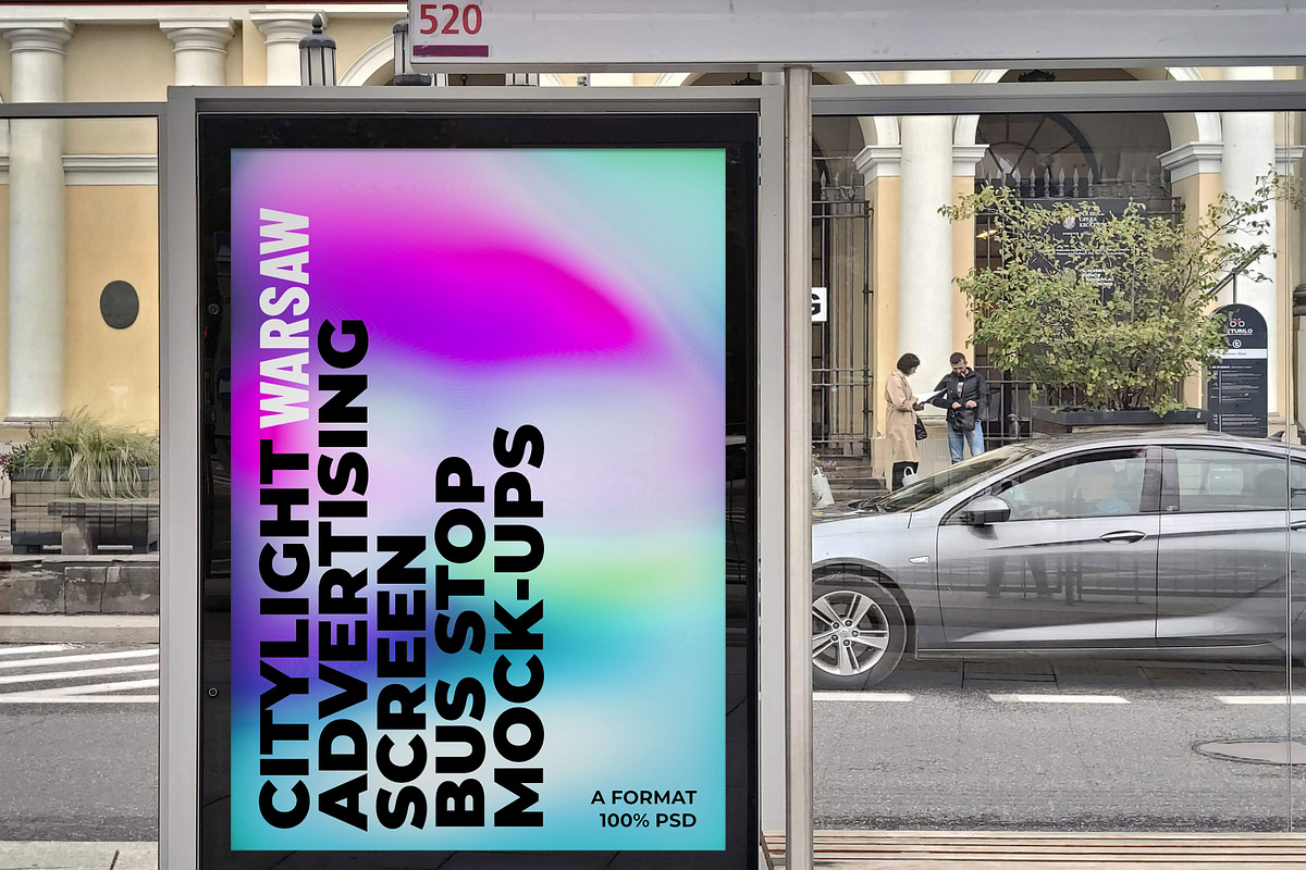 Warsaw Citylight Ad Bus Stop 8 v2, an Advertising Mockup by Graphic Shelter (Photo 3 of 5)