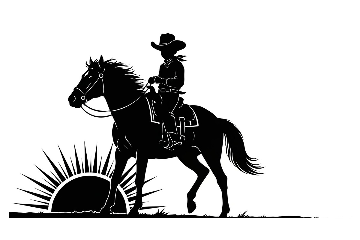 Western Cowboy Horse Silhouette Bund, an Illustration by Designs_River (Photo 5 of 51)