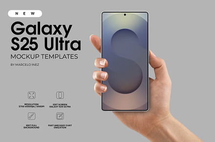 Galaxy S25 Ultra in Hand Mockup, an Android Mockup by Marcelo Inez