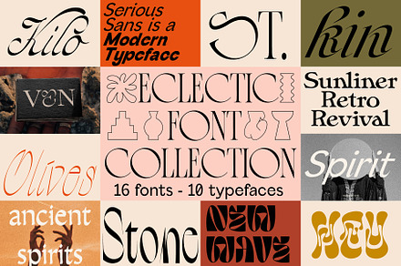 THE ECLECTIC FONT COLLECTION, a Serif Font by Tropical Type