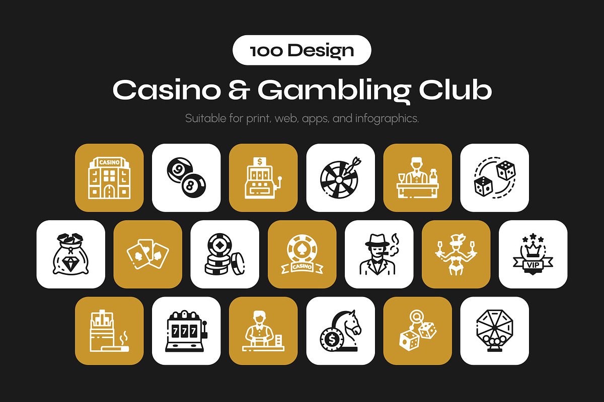 Casino and Gambling Club Icon Set, a Solid Icon by Vectors Market (Photo 1 of 7)