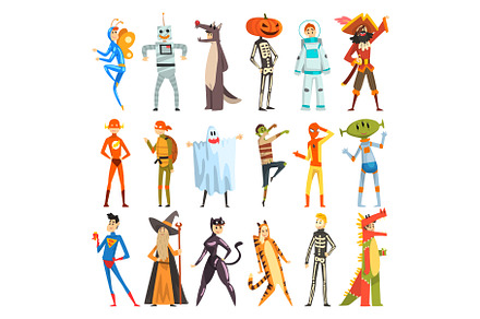 People Characters Wearing Carnival, an Illustration by TopVectors