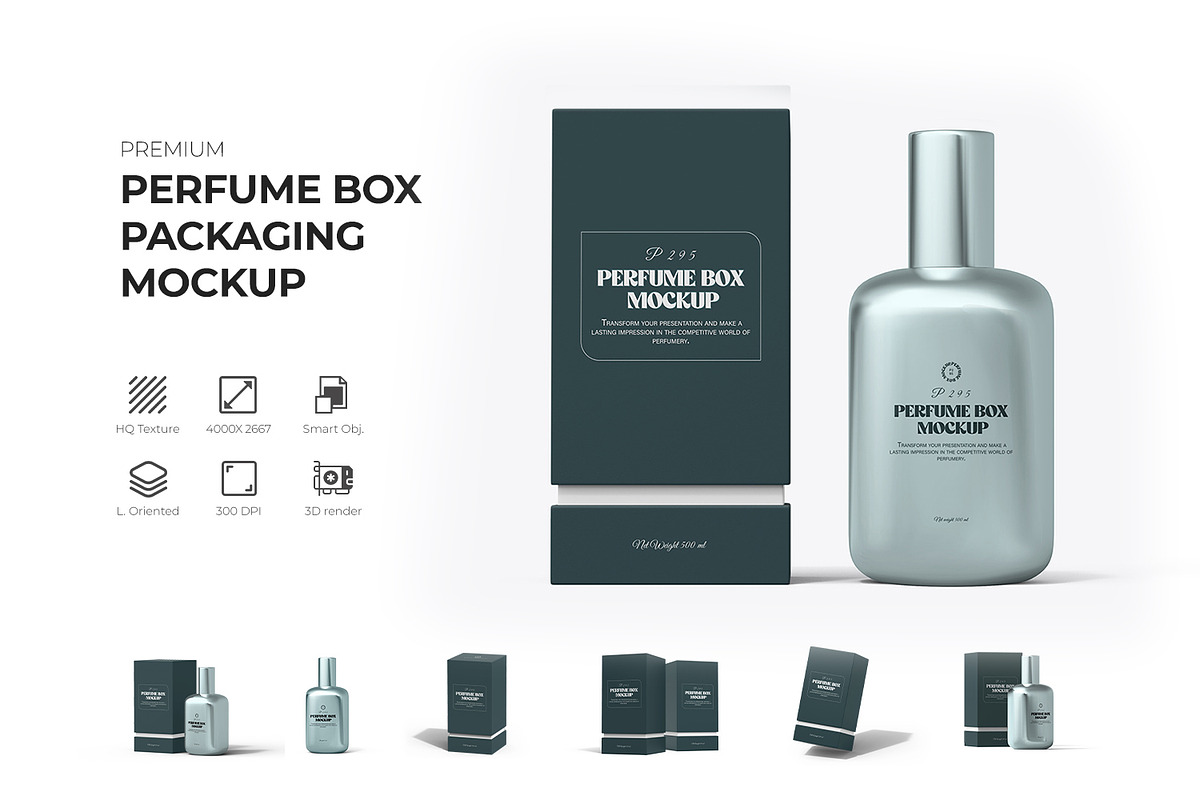 Perfume Spray Bottle And Box Mockup, a Packaging Mockup by Ram Studio LLC (Photo 1 of 8)